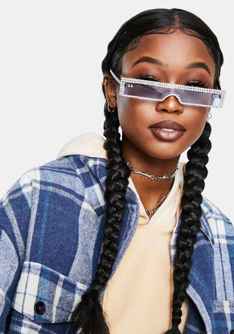 Sky Into The Future Slim Rhinestone Sunglasses