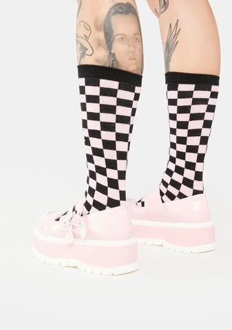 Pink Slacker-25 Platform Mary Janes