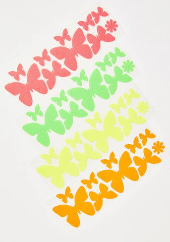 Blacklight Butterflies Body Stickers