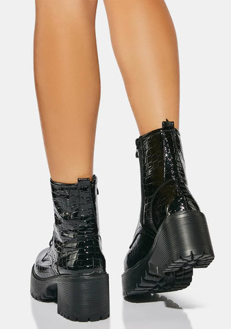 Osage Croc Combat Boots