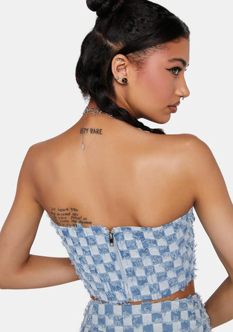 Bulletshot Frayed Denim Y2k Corset Top