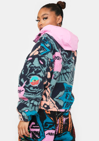 Space Lady Hooded Sherpa Jacket