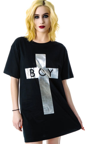 x BOY London Boy Cross Oversized Tee - Stripe