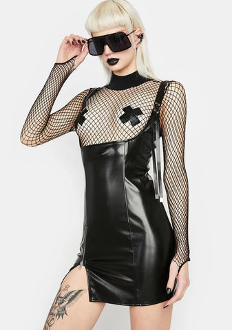 Vegan Leather Mini Dress