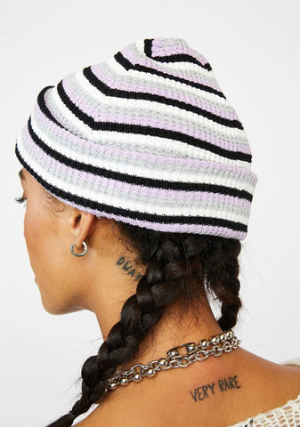 Striped Waffle Knit Beanie
