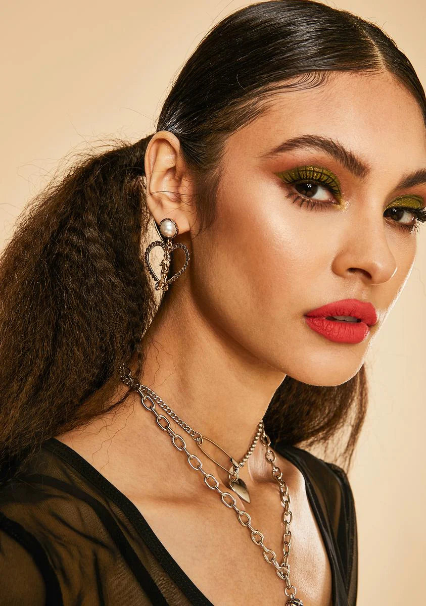 Painted Lady Heart Venus Drop Earrings