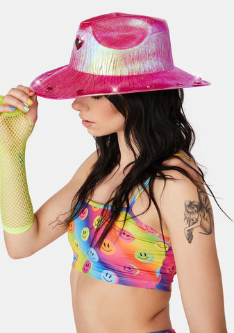 Magenta Wild Heart Holographic Cowboy Hat