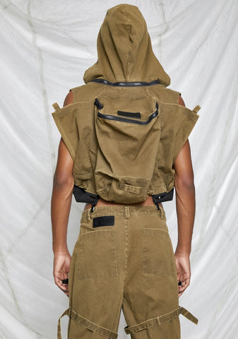 Synth Unisex Cargo Overalls With Attached Backpack