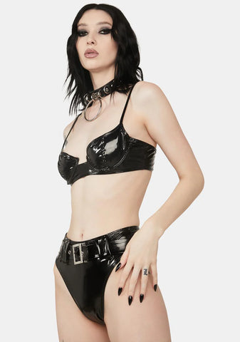 Belted Vinyl High Waist Shorts