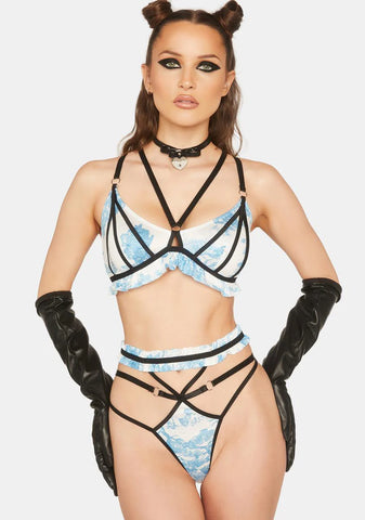 Blue Toile Over You Lingerie Set