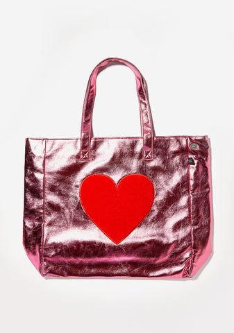 Metallic Heart Tote