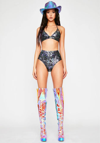 Toxic Floods Metallic Bikini Set