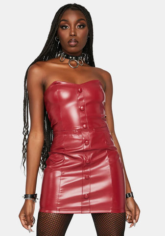Cherry Spotlight Rockstar Faux Leather Mini Dress