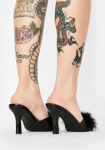 Sasha Marabou Kitten Heels - Black
