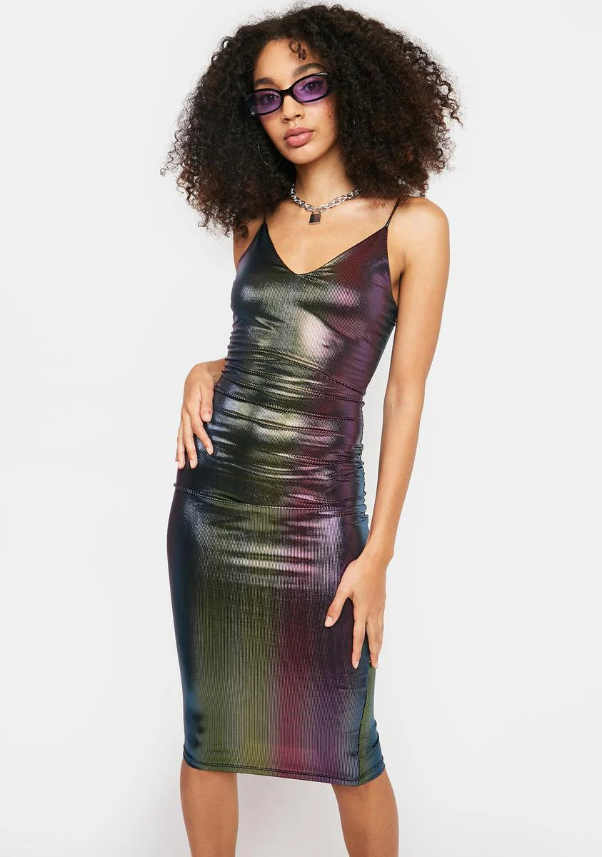 Who You Wanna Be Metallic Midi Dress