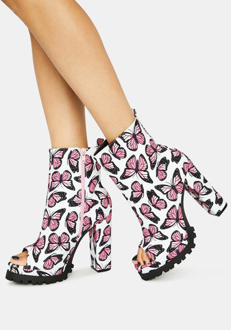 Butterfly Downtown Dive Peep Toe Heels