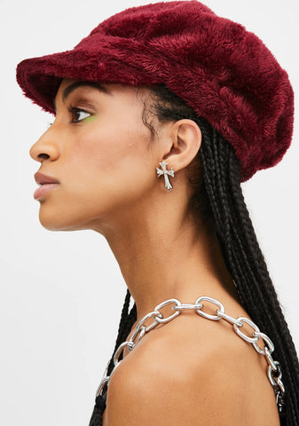 Wine Plush Love Faux Fur Hat