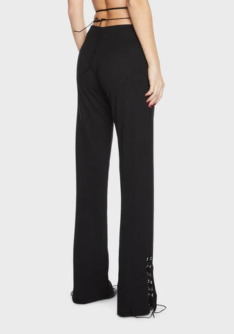Hook-And-Eye Lace-Up Pants