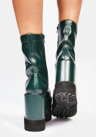 Olive Dizzy Platform Boots