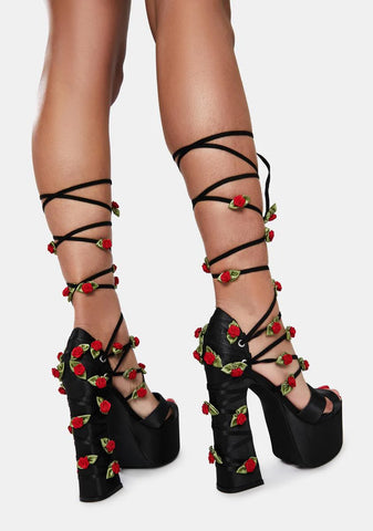 Rose Garden Invite Lace Up Platform Heels