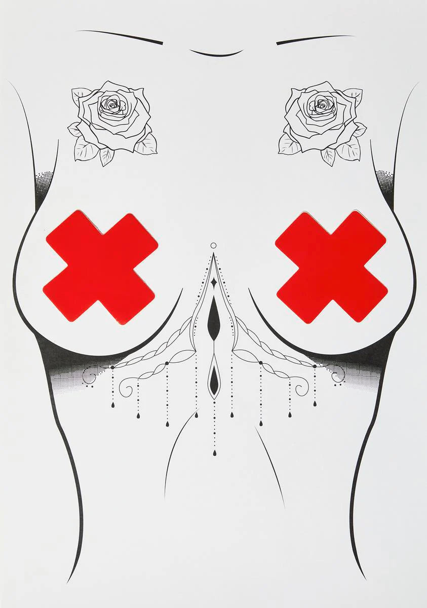 Vixen Red Wet Vinyl Pasties And G-String Set