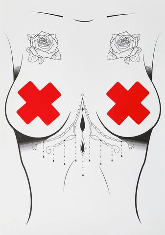 Vixen Red Wet Vinyl Pasties And G-String Set