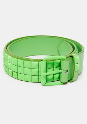 Lime High Score Studded Belt