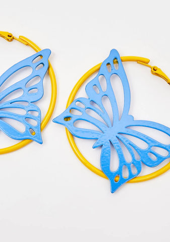 Electric Bliss Butterfly Hoop Earrings
