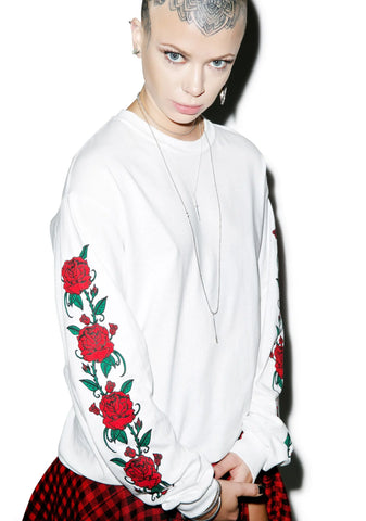 Smell The Roses Long Sleeve Tee - Light Pink