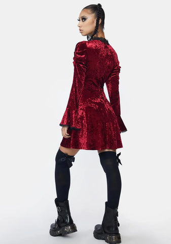 Satin Lace Neck Cage Mini Dress