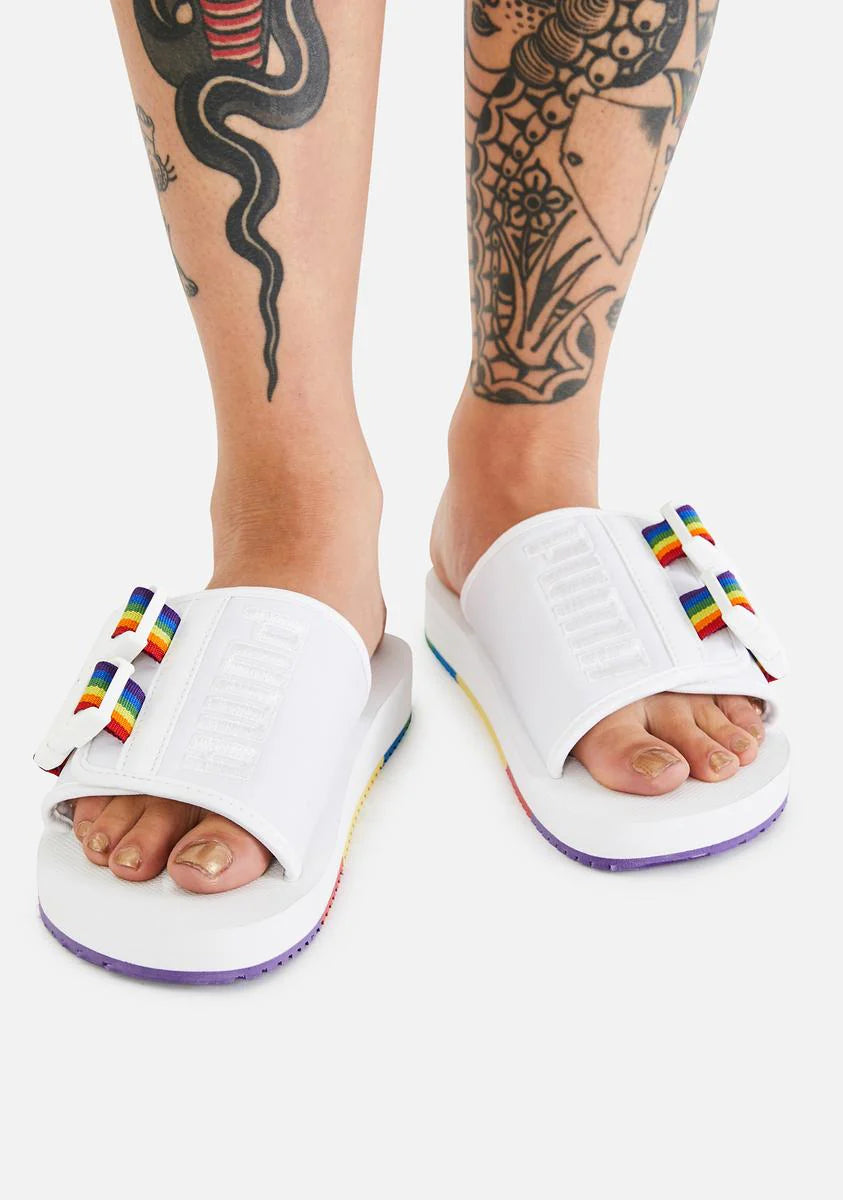 White Wilo Lux Nylon Slides