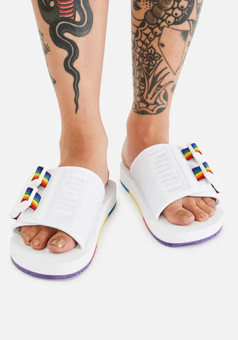 White Wilo Lux Nylon Slides