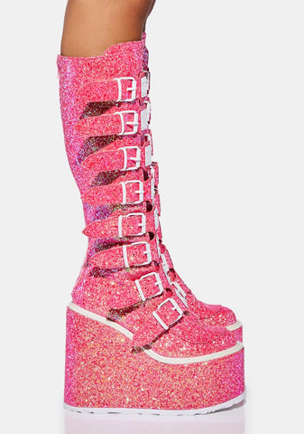 UV Pink Glitter Trinity Boots