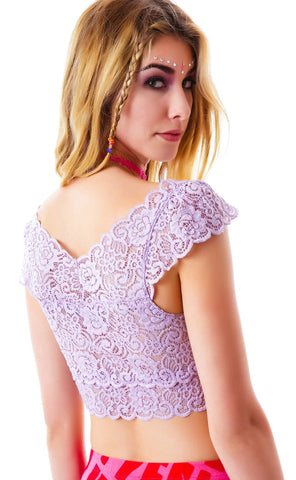 El Dorado Lace Crop Top - Light Purple