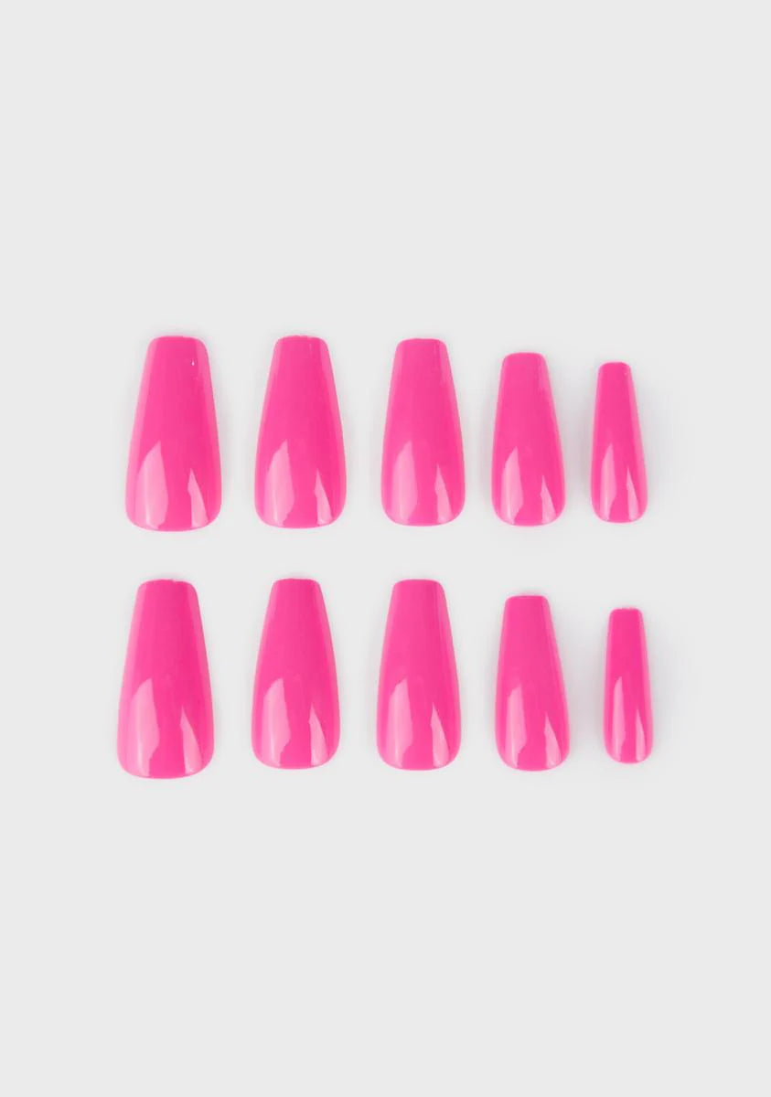 Pinker Than Pink Coffin Shaped False Nails