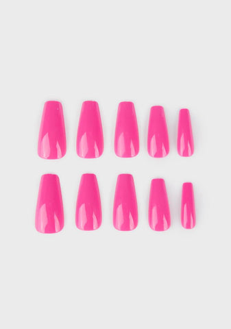 Pinker Than Pink Coffin Shaped False Nails