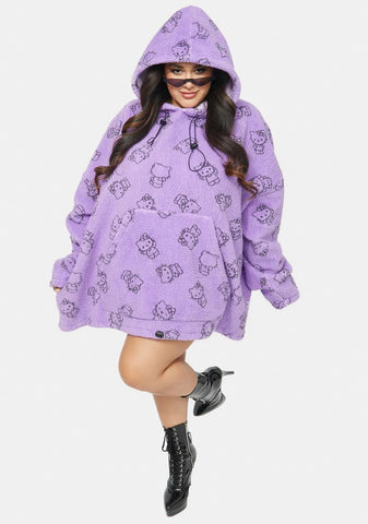 Purple Plus Hello Kitty Printed Fleece Hoodie