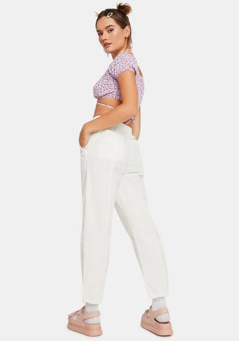 Ecru Taken Back Elastic Waist Joggers