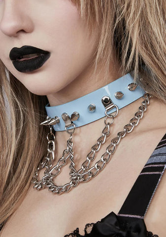 Blue Heal Me Spiked Chain Choker