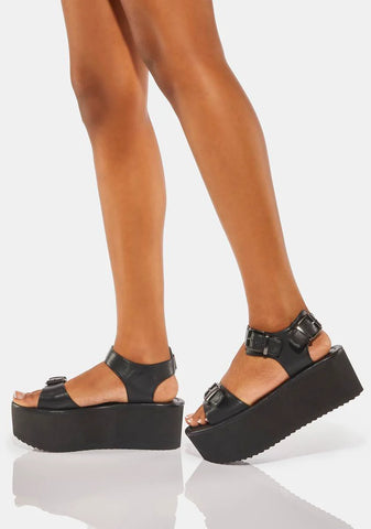 Black Chase Platform Sandals