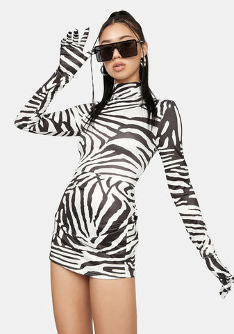 Savage State Zebra Bodycon Dress