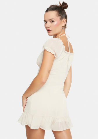 What I Got Puff Sleeve Ruffle Mini Dress