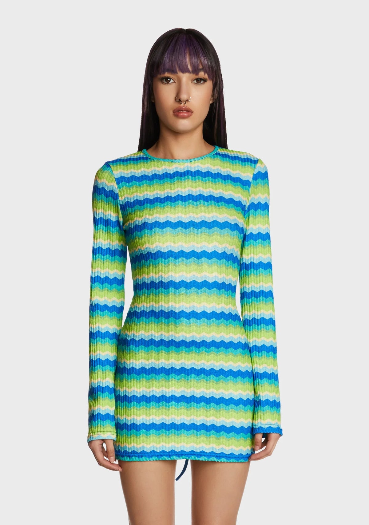 Retro Redemption Crochet Dress - Green
