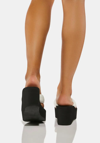 Crushpuff White Platform Flip Flops