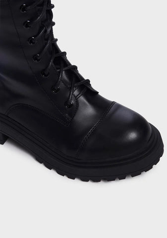 Noir Down For Fun Lace Up Boots