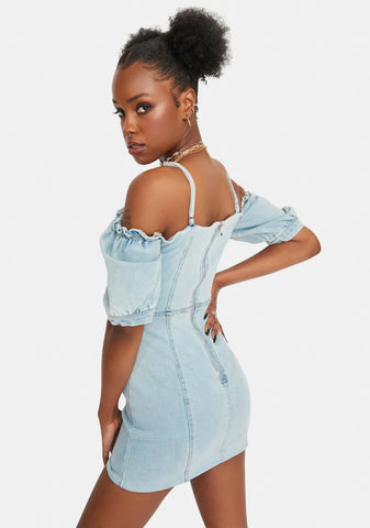 Hit Me Up Denim Mini Dress