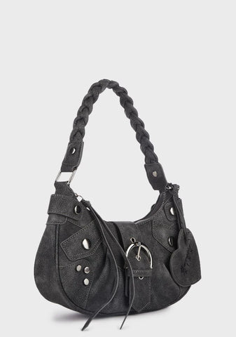 Gray Kiss Shoulder Bag