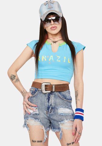 Medium Wash Miss Go Getter Distressed Denim Shorts