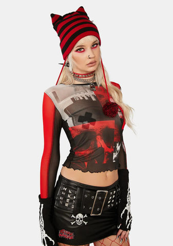 Crawls And Horrors Graphic Mesh Top