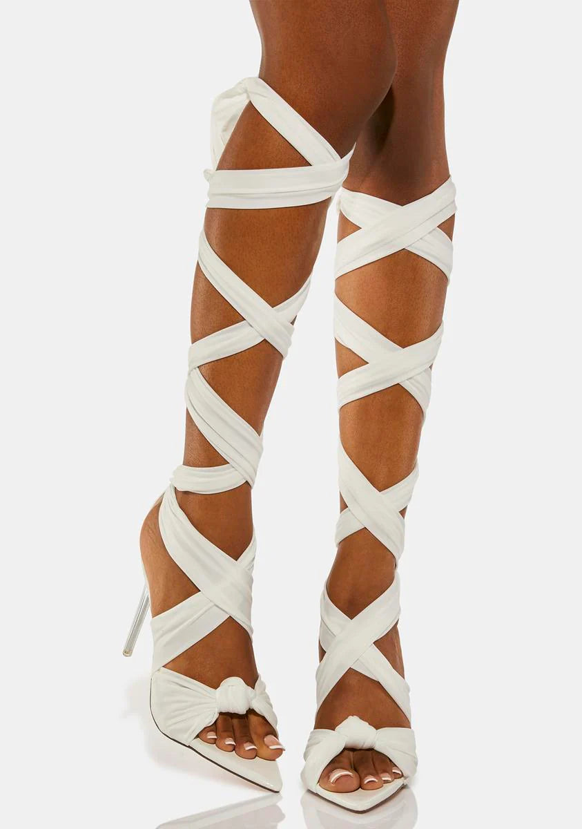 White Keep It Simple Wrap Heels